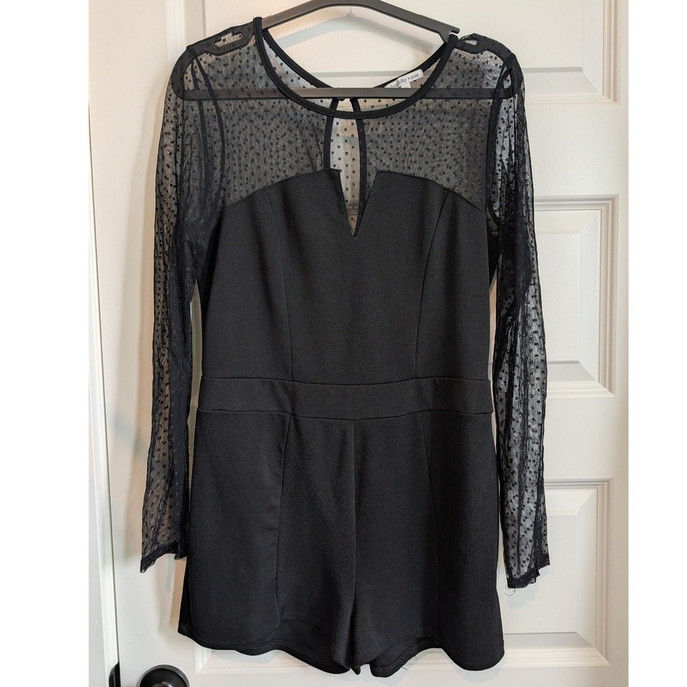 Charlotte Russe Black Swiss Dot Mesh Romper